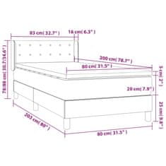 Vidaxl Box spring postelja z vzmetnico svetlo siva 80x200 cm blago