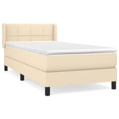 Vidaxl Box spring postelja z vzmetnico krem 90x190 cm blago