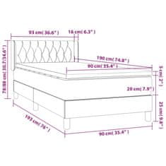 Greatstore Box spring postelja z vzmetnico temno siv 90x190 cm žamet