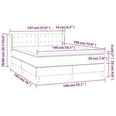 Vidaxl Box spring postelja z vzmetnico temno rjav 140x190 cm blago