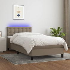 Vidaxl Box spring postelja z vzmetnico LED taupe 100x200 cm blago