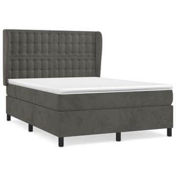 Vidaxl Box spring posteljni z vzmetnico temno siv 140x190 cm žamet