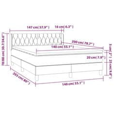 Vidaxl Box spring postelja z vzmetnico krem 140x200 cm blago