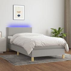 Vidaxl Box spring postelja z vzmetnico LED svetlo siva 80x200 cm blago