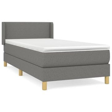 Vidaxl Box spring postelja z vzmetnico temno siva 90x200 cm blago