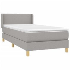 Vidaxl Box spring postelja z vzmetnico svetlo siv 100x200 cm blago