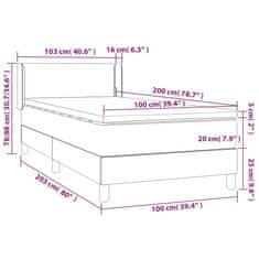 Vidaxl Box spring postelja z vzmetnico svetlo siv 100x200 cm blago