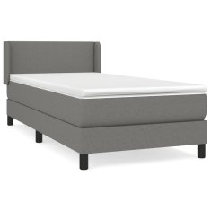 Vidaxl Box spring postelja z vzmetnico temno siva 90x190 cm blago