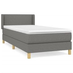 Vidaxl Box spring postelja z vzmetnico temno siva 90x190 cm blago