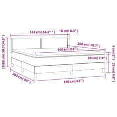 Vidaxl Box spring postelja z vzmetnico temno siva 160x200 cm žamet