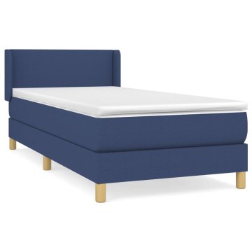 Vidaxl Box spring postelja z vzmetnico modra 90x200 cm blago