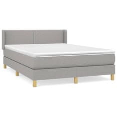 Vidaxl Box spring postelja z vzmetnico svetlo siva 140x200 cm blago
