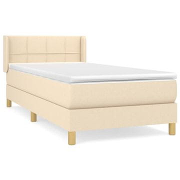 Vidaxl Box spring postelja z vzmetnico krem 100x200 cm blago