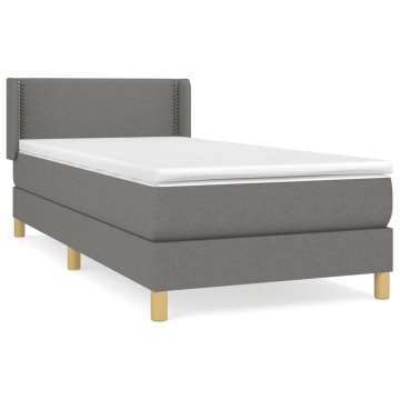 Vidaxl Box spring postelja z vzmetnico temno siva 90x200 cm blago