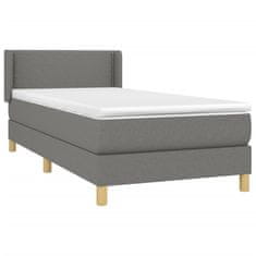 Vidaxl Box spring postelja z vzmetnico temno siva 90x200 cm blago