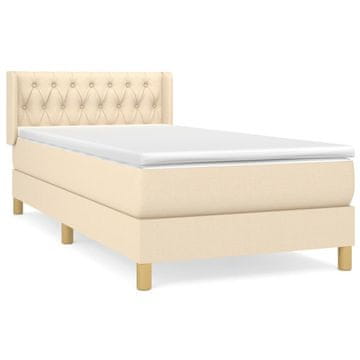 Vidaxl Box spring postelja z vzmetnico krem 100x200 cm blago