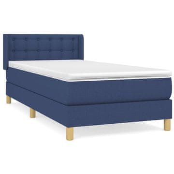 Vidaxl Box spring postelja z vzmetnico moder 80x200 cm blago