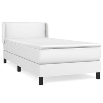 Vidaxl Box spring postelja z vzmetnico bel 100x200 cm umetno usnje