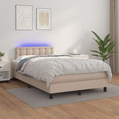 Greatstore Box spring postelja z vzmetnico LED kapučino 120x200 cm