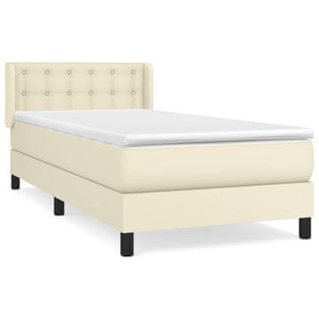 Vidaxl Box spring postelja z vzmetnico krem 90x200 cm umetno usnje