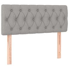 Vidaxl Box spring postelja z vzmetnico LED sv. siva 100x200 cm blago