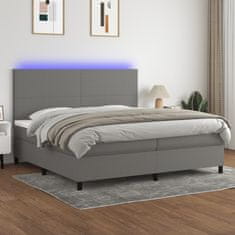 Vidaxl Box spring postelja z vzmetnico LED temno siva 200x200 cm blago