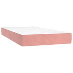 Greatstore Box spring postelja z vzmetnico LED roza 90x190 cm žamet