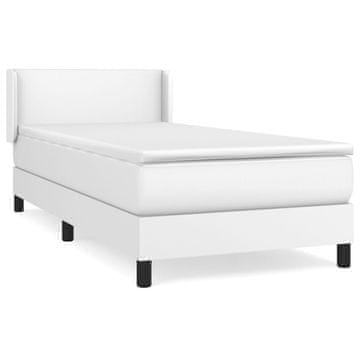 Vidaxl Box spring postelja z vzmetnico bela 90x200 cm umetno usnje