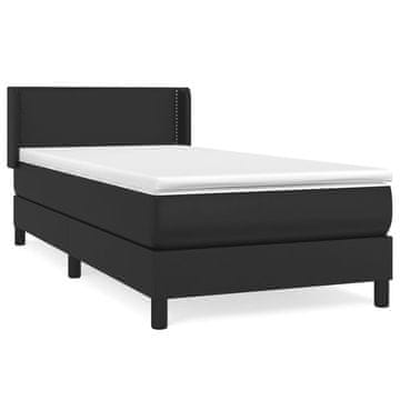 Vidaxl Box spring postelja z vzmetnico črna 90x200 cm umetno usnje