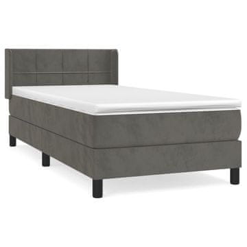 Vidaxl Box spring postelja z vzmetnico temno siva 100x200 cm žamet