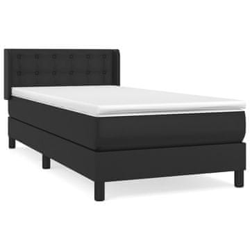 Vidaxl Box spring postelja z vzmetnico črna 90x200 cm umetno usnje