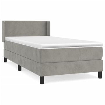 Vidaxl Box spring postelja z vzmetnico svetlo siva 90x200 cm žamet
