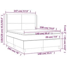 Vidaxl Box spring postelja z vzmetnico siva 140x190 cm umetno usnje