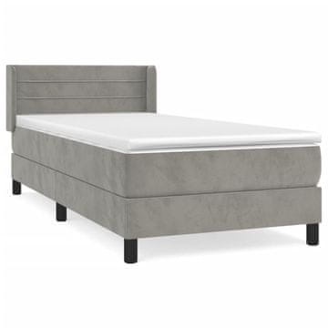 Vidaxl Box spring postelja z vzmetnico svetlo siv 90x190 cm žamet