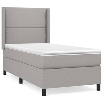 Vidaxl Box spring postelja z vzmetnico svetlo siv 100x200 cm blago
