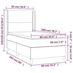 Vidaxl Box spring postelja z vzmetnico temno rjava 90x200 cm blago