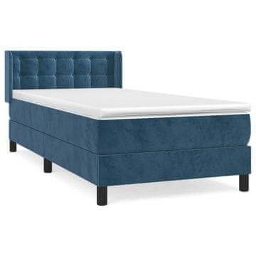 Vidaxl Box spring postelja z vzmetnico temno moder 90x190 cm žamet