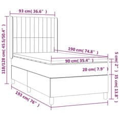 Vidaxl Box spring postelja z vzmetnico temno rjav 90x190 cm blago