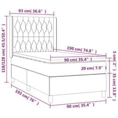 Vidaxl Box spring postelja z vzmetnico temno rjav 90x190 cm blago