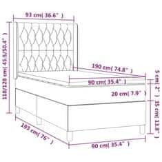 Vidaxl Box spring postelja z vzmetnico svetlo siva 90x190 cm blago