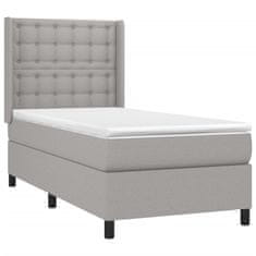 Vidaxl Box spring postelja z vzmetnico svetlo siv 100x200 cm blago