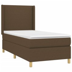Vidaxl Box spring postelja z vzmetnico temno rjav 90x190 cm blago