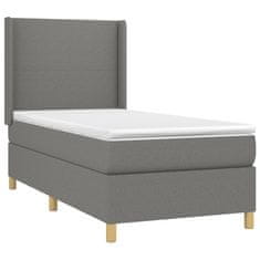 Vidaxl Box spring postelja z vzmetnico temno siva 90x190 cm blago