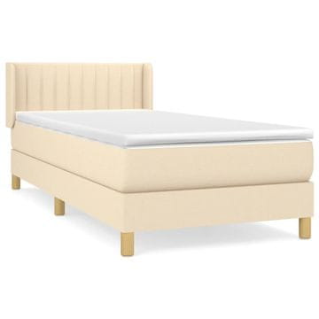 Vidaxl Box spring postelja z vzmetnico krem 100x200 cm blago