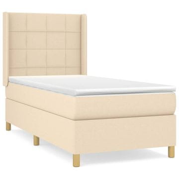 Vidaxl Box spring postelja z vzmetnico krem 100x200 cm blago
