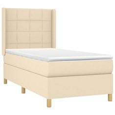Vidaxl Box spring postelja z vzmetnico krem 100x200 cm blago