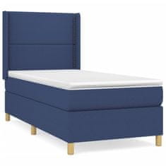 Vidaxl Box spring postelja z vzmetnico moder 90x200 cm blago