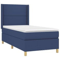 Vidaxl Box spring postelja z vzmetnico moder 90x200 cm blago
