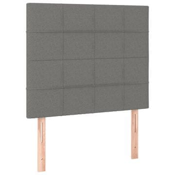 Vidaxl Vzglavje postelje temno sivo 90x5x118/128 cm blago