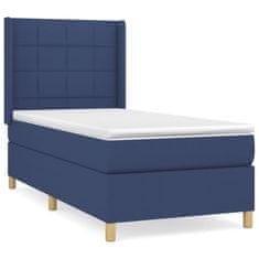 Vidaxl Box spring postelja z vzmetnico moder 90x190 cm blago